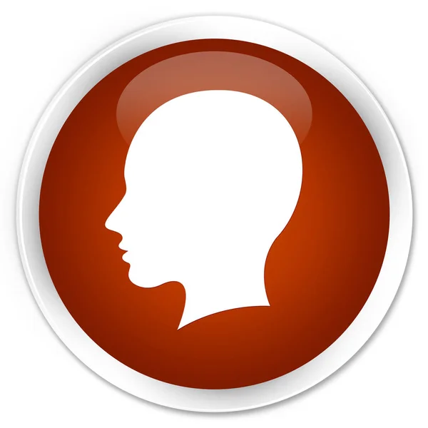 Cabeça fêmea ícone rosto prémio marrom botão redondo — Fotografia de Stock