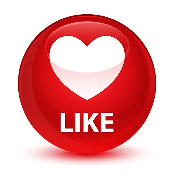 Como (ícone do coração) botão redondo vermelho vítreo — Fotografia de Stock