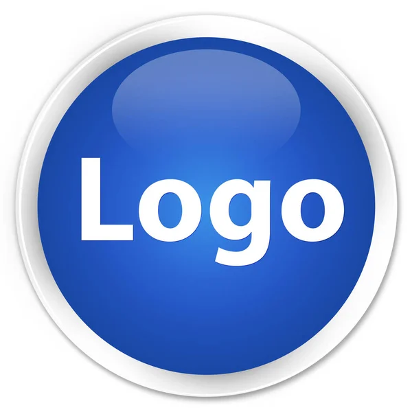 Logo prémio botão redondo azul — Fotografia de Stock