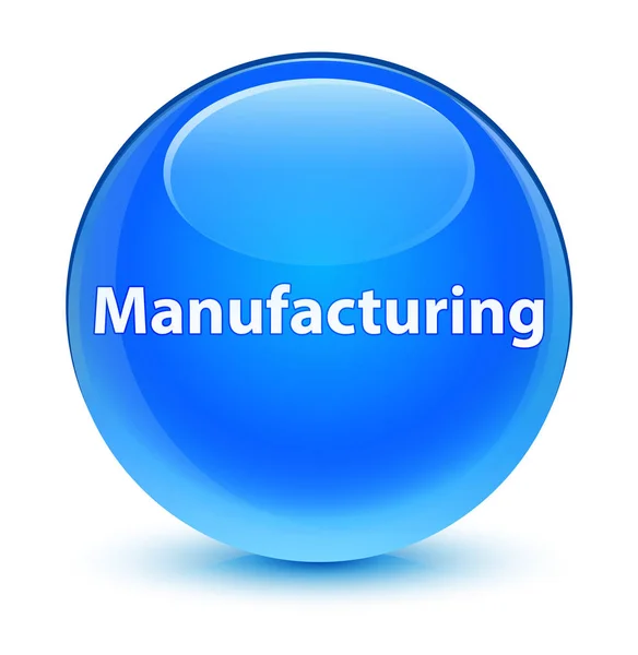 Manufacturing glassy cyan blue round button — Stock Photo, Image