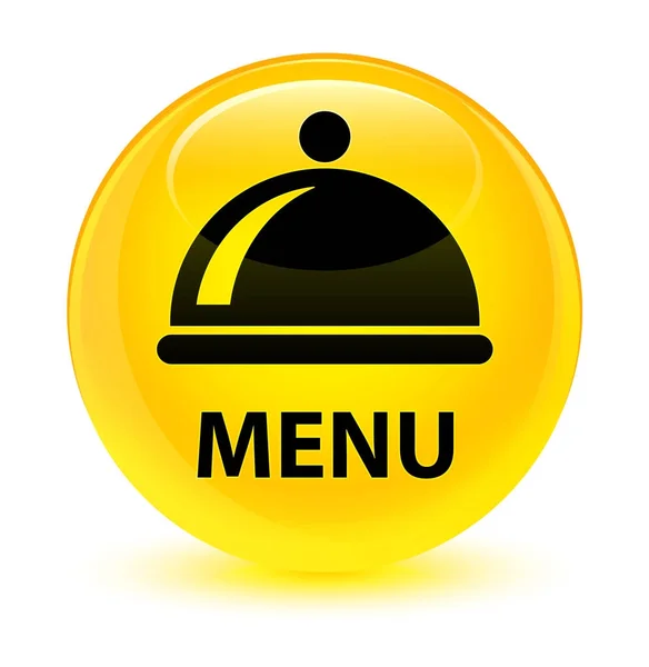 Menu (icona piatto alimentare) giallo vetro pulsante rotondo — Foto Stock