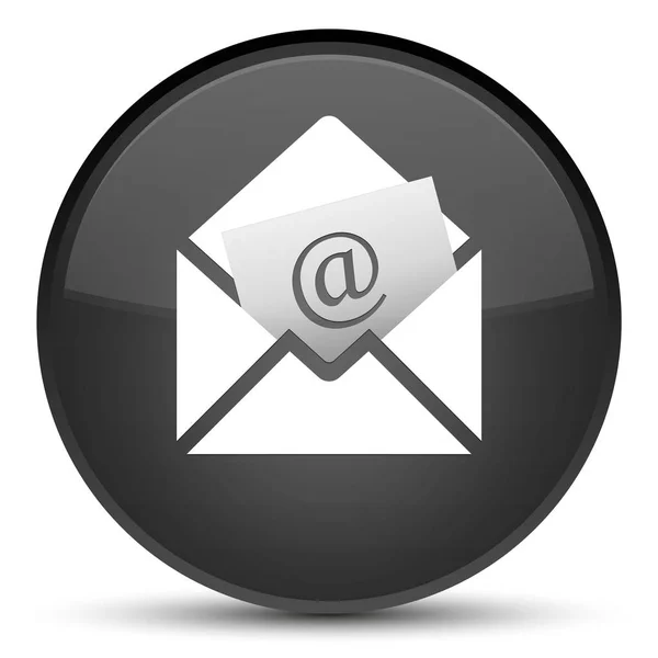 Ενημερωτικό δελτίο ηλεκτρονικού ταχυδρομείου ειδικό μαύρο στρογγυλό κουμπί εικονίδιο — Φωτογραφία Αρχείου