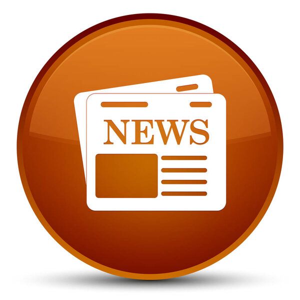 Newspaper icon special brown round button