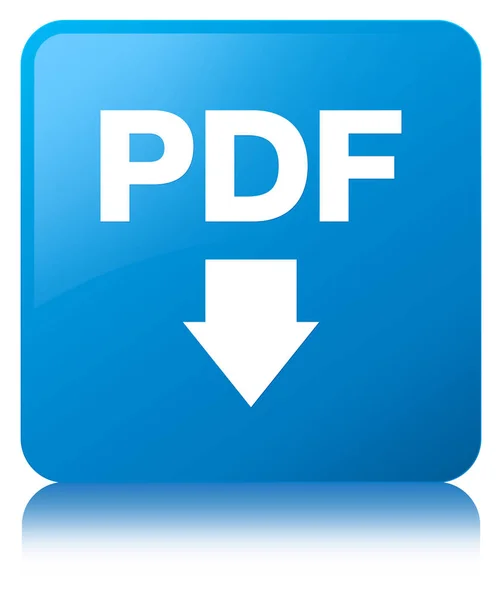 PDF descargar icono cyan azul botón cuadrado —  Fotos de Stock