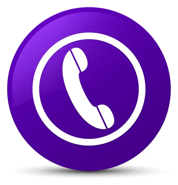 Ikona telefonu fialové kulaté tlačítko — Stock fotografie