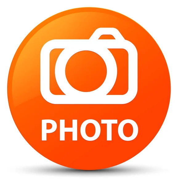 Foto (icono de la cámara) botón redondo naranja — Foto de Stock