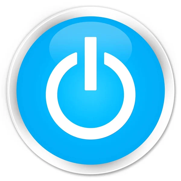 Icono de potencia botón redondo azul cian premium —  Fotos de Stock
