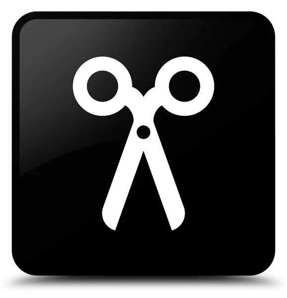 Scissors icon black square button — Stock Photo, Image