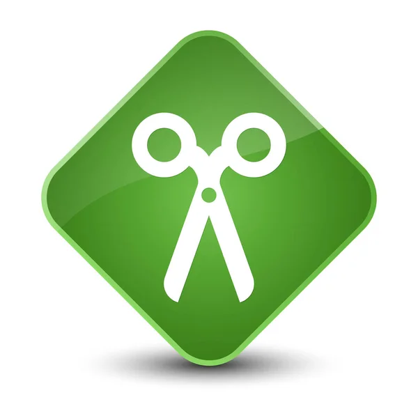 Scissors icon elegant soft green diamond button — Stock Photo, Image