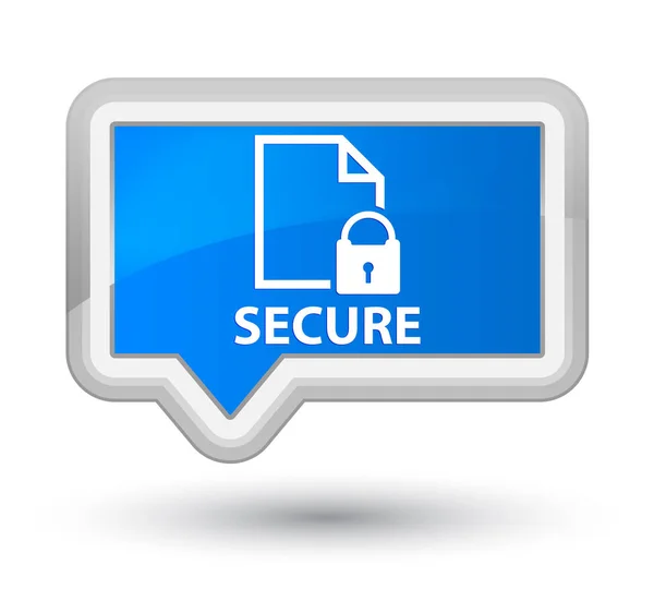 Secure (document page padlock icon) prime cyan blue banner butto — Stock Photo, Image