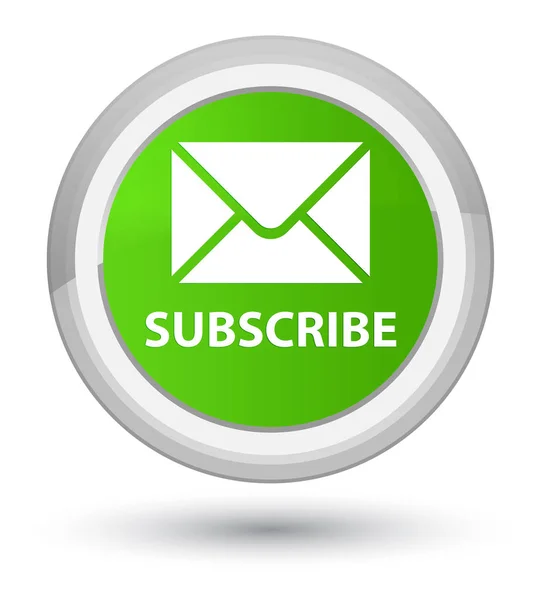 Assinar (ícone de e-mail) botão redondo verde macio — Fotografia de Stock