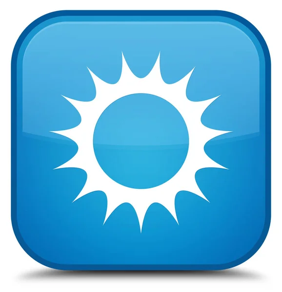 Sonne Symbol spezielle cyanblaue quadratische Taste — Stockfoto