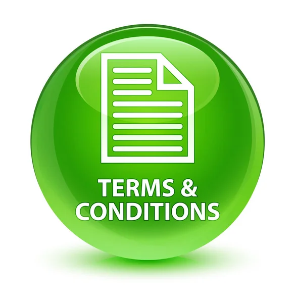 Termes et conditions (icône de page) bouton rond vert vitreux — Photo