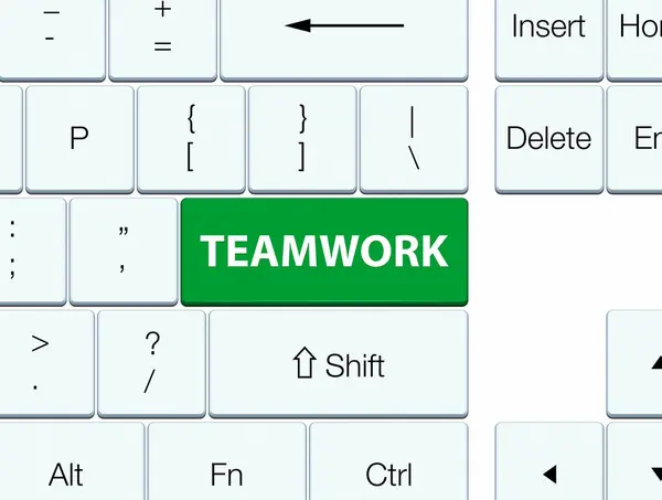Przycisk zielony klawiatury pracy zespołowej — Zdjęcie stockowe