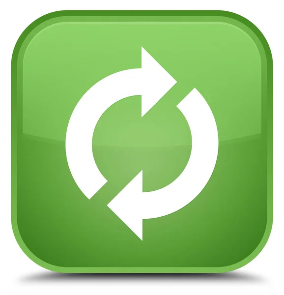 Ícone de atualização botão quadrado verde suave especial — Fotografia de Stock