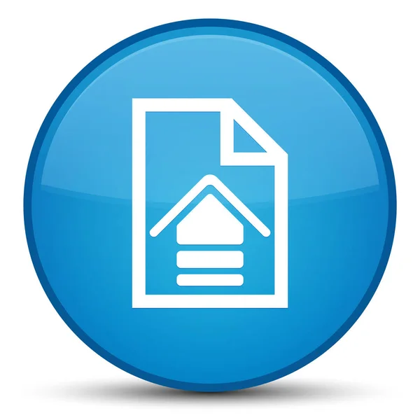 Uploaden document speciale cyaan blauw ronde knoop van het pictogram — Stockfoto