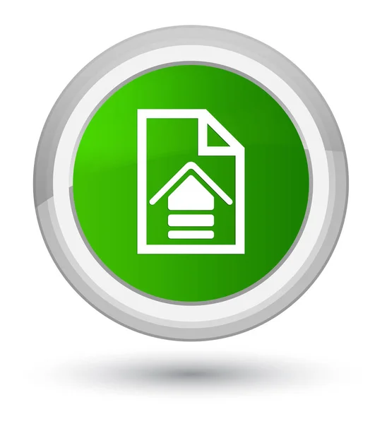 Uploaden document prime groene ronde knoop van het pictogram — Stockfoto
