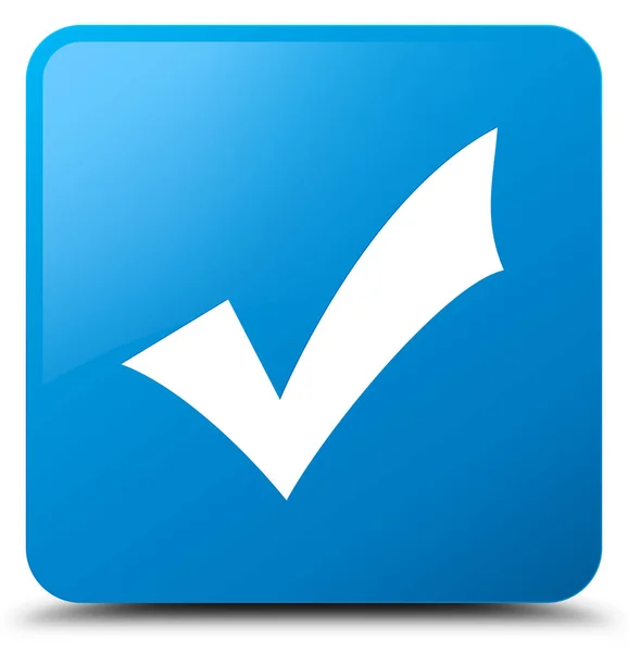 Validation icon cyan blue square button — Stock Photo, Image