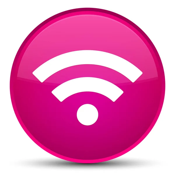 Tombol bundar merah muda spesial ikon Wifi — Stok Foto