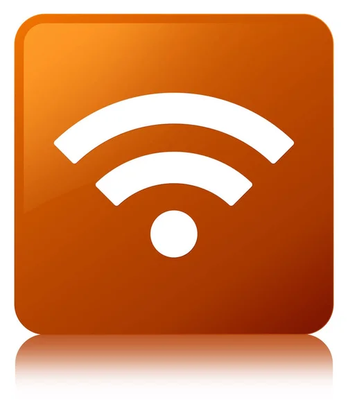 Čtvercové tlačítko Wi-Fi ikonu hnědá — Stock fotografie