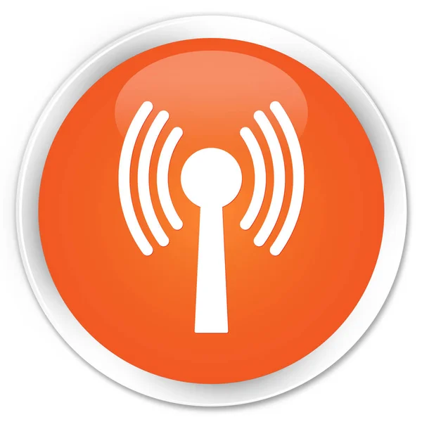 Ícone de rede Wlan botão redondo laranja premium — Fotografia de Stock