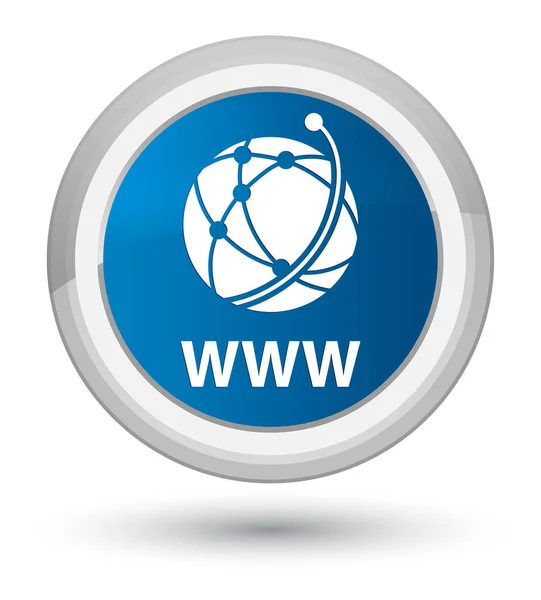 WWW (global network icon) prime blue round button — Stock Photo, Image