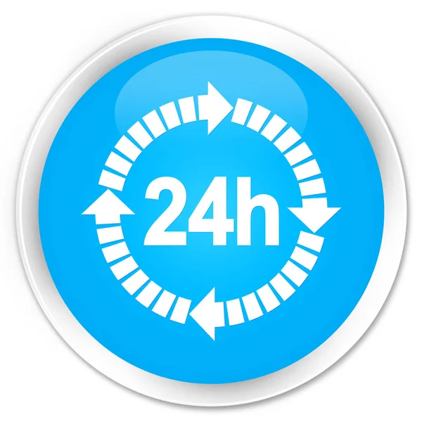 24 horas icono de entrega botón redondo azul cian premium —  Fotos de Stock