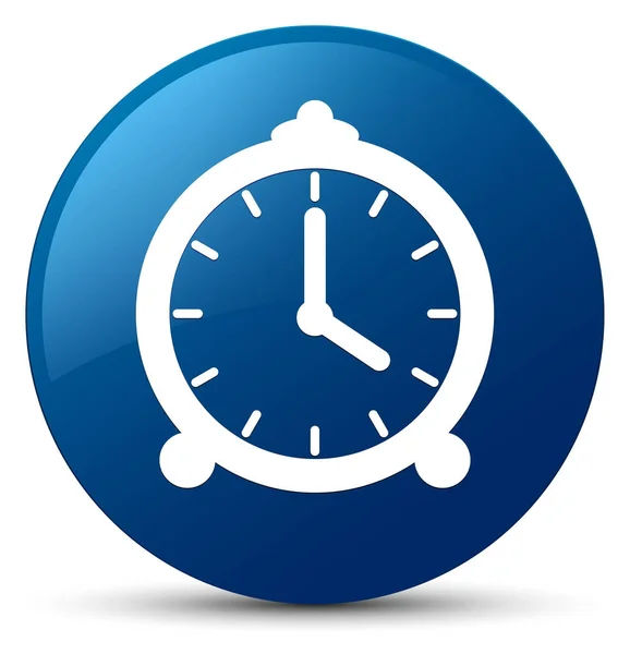Ícone do relógio de alarme botão redondo azul — Fotografia de Stock