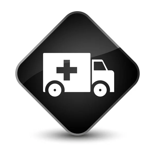 Ambulance icon elegant black diamond button — Stock Photo, Image