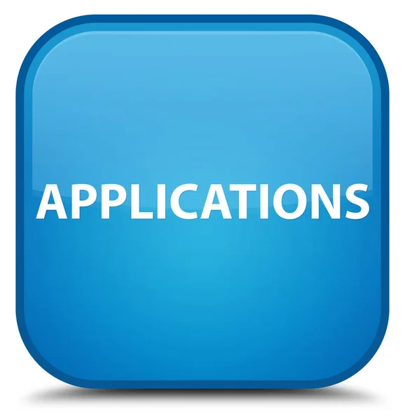 Applications special cyan blue square button — Stock Photo, Image