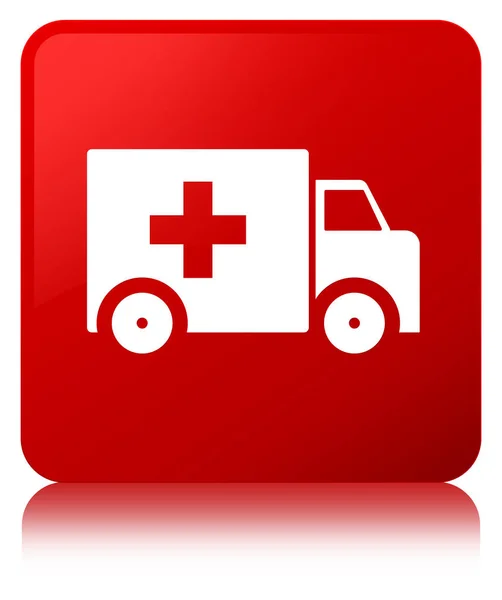 Ambulance icon red square button — Stock Photo, Image