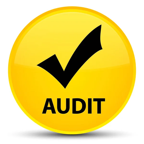 Audit (Validierungssymbol) spezielle gelbe runde Taste — Stockfoto