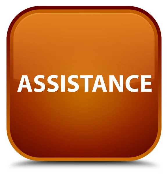 Assistance special brown square button — Stock Photo, Image