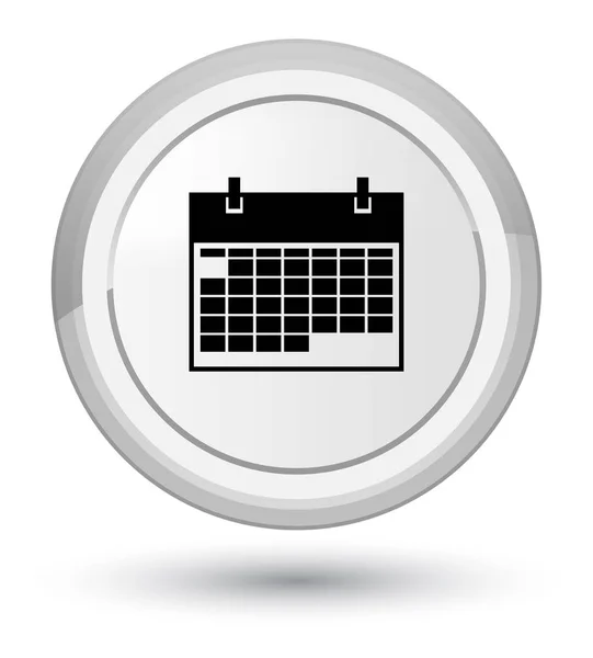 Ημερολόγιο εικονίδιο prime λευκό στρογγυλό κουμπί — Φωτογραφία Αρχείου