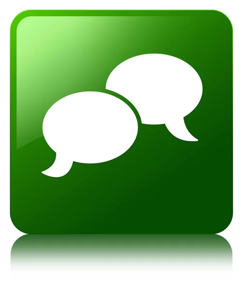 Chat bubble icon green square button — Stock Photo, Image