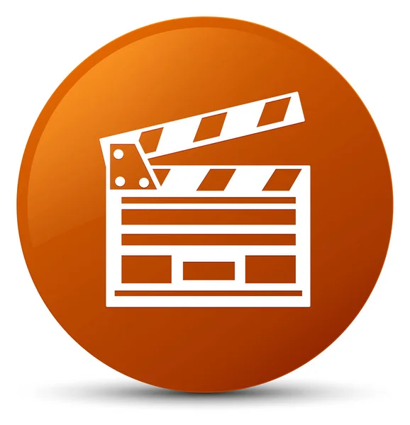 Clipe de cinema ícone marrom botão redondo — Fotografia de Stock