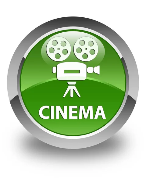 Cinema (video camera icon) glossy soft green round button — Stock Photo, Image