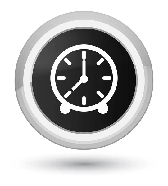 Символ часов - черная круглая кнопка — стоковое фото