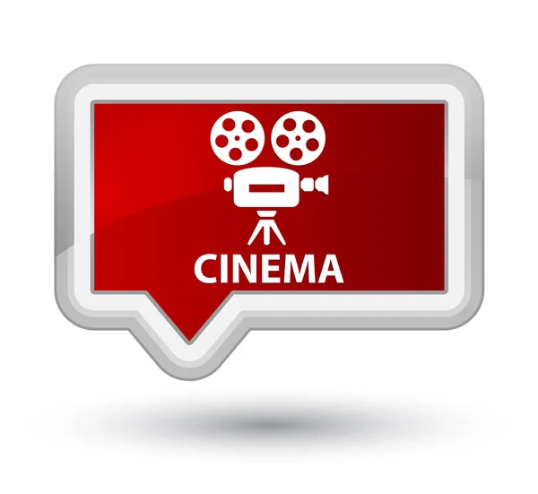 Cinema (icono de la cámara de vídeo) botón de banner rojo de primera — Foto de Stock