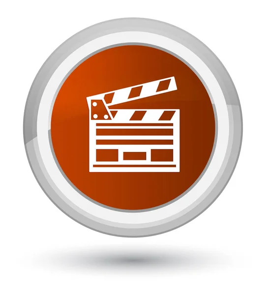 Cinema clip icon prime brown round button — Stock Photo, Image