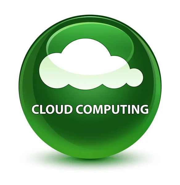 Cloud computing botón redondo verde suave vidrioso — Foto de Stock