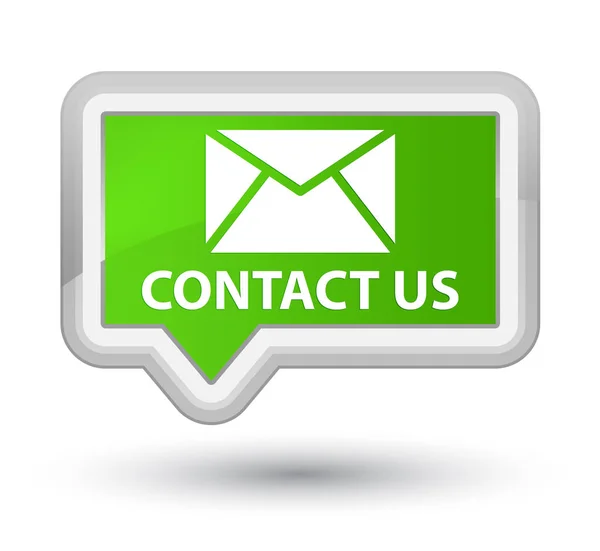 Contacte-nos (ícone de e-mail) botão banner verde macio principal — Fotografia de Stock