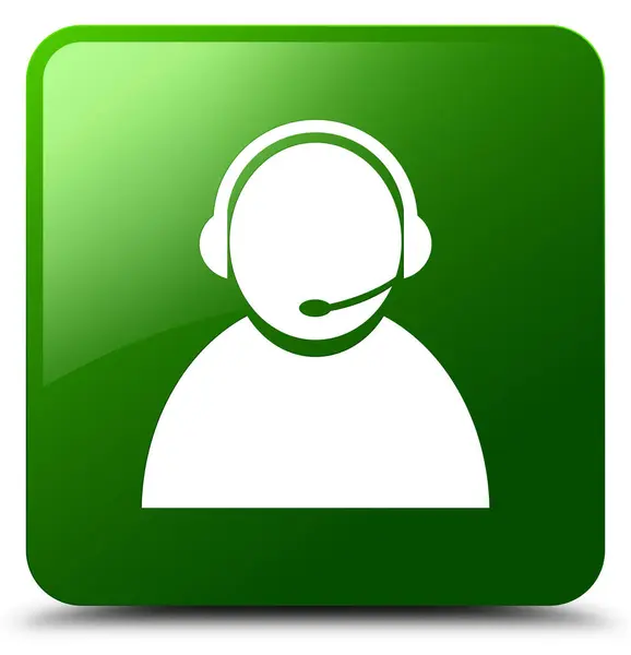 Піктограма догляду за клієнтами зелена квадратна кнопка — стокове фото