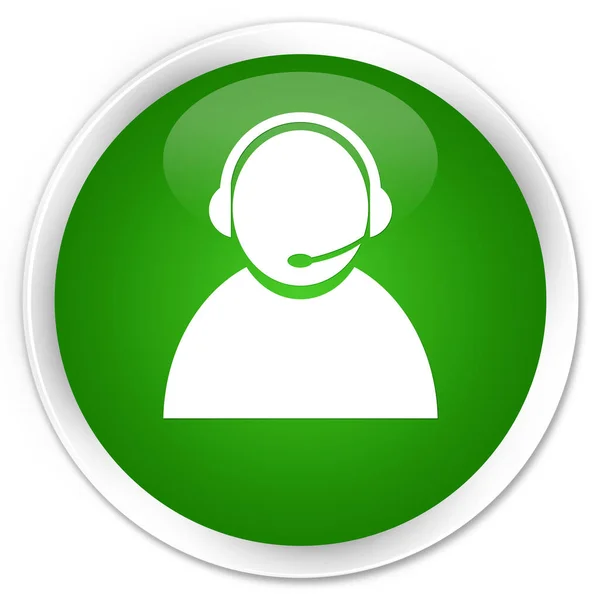 Customer care icon premium green round button