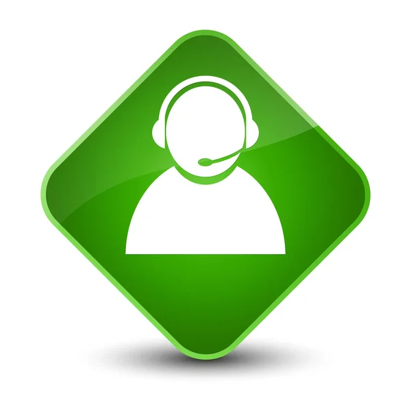 Customer care icon elegant green diamond button — Stock Photo, Image