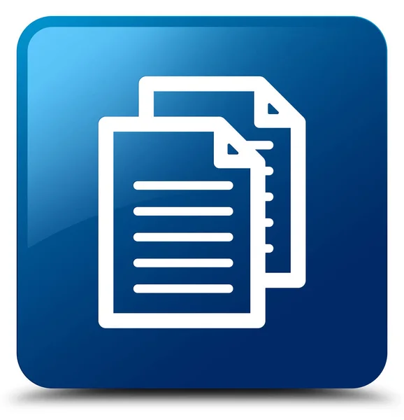 Documentos ícone azul botão quadrado — Fotografia de Stock