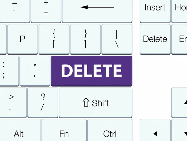 Excluir botão teclado roxo — Fotografia de Stock