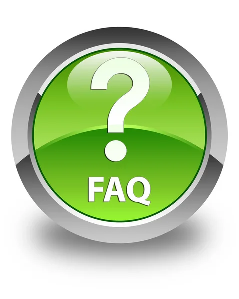 Faq (question icon) glossy green round button — Stock Photo, Image