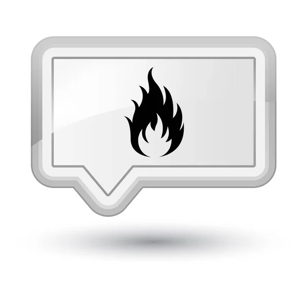 Fire icon prime white banner button — Stock Photo, Image