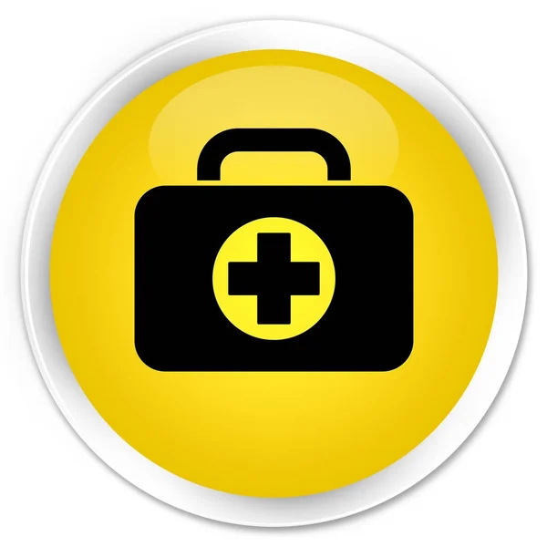 First aid kit bag ikonu premium žluté kulaté tlačítko — Stock fotografie